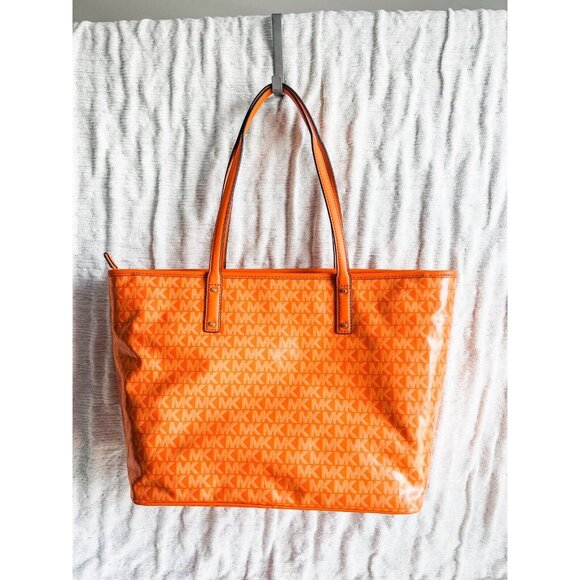 NWT Michael Kors Carter Apricot Large Top Zip Tote $298 - Picture 3 of 5